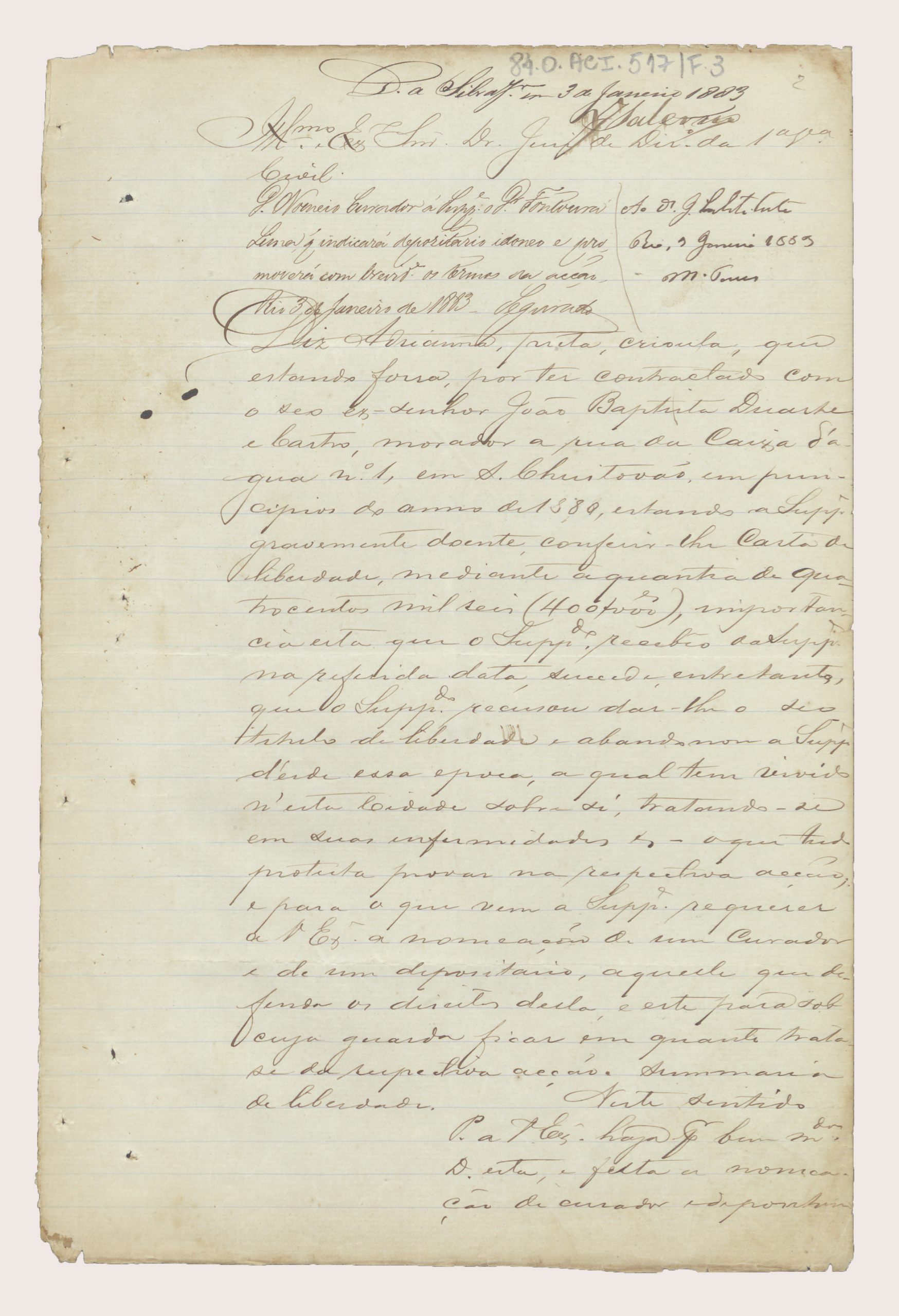 Documento histórico de Adriana