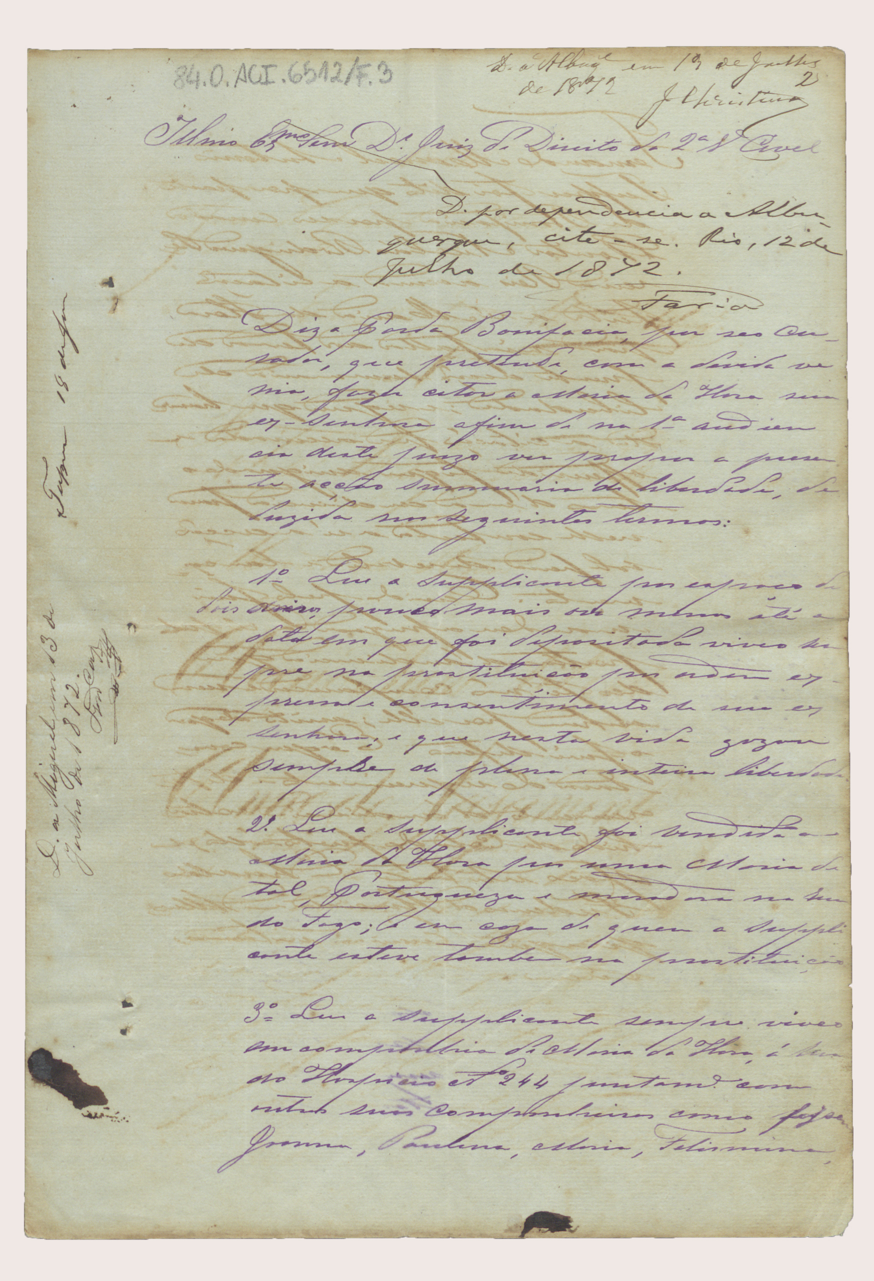 Documento histórico de Bonifácia