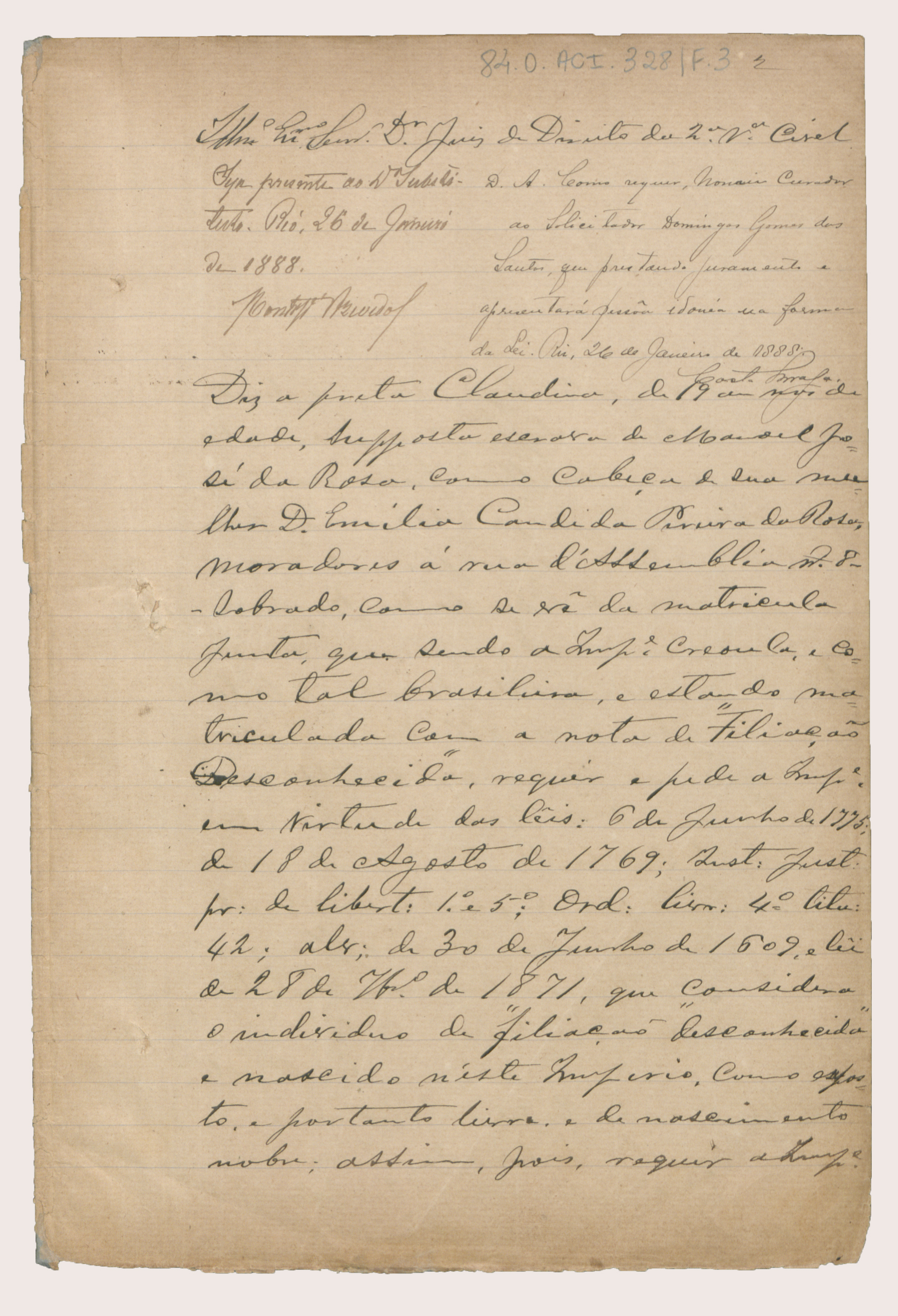 Documento histórico de Claudina