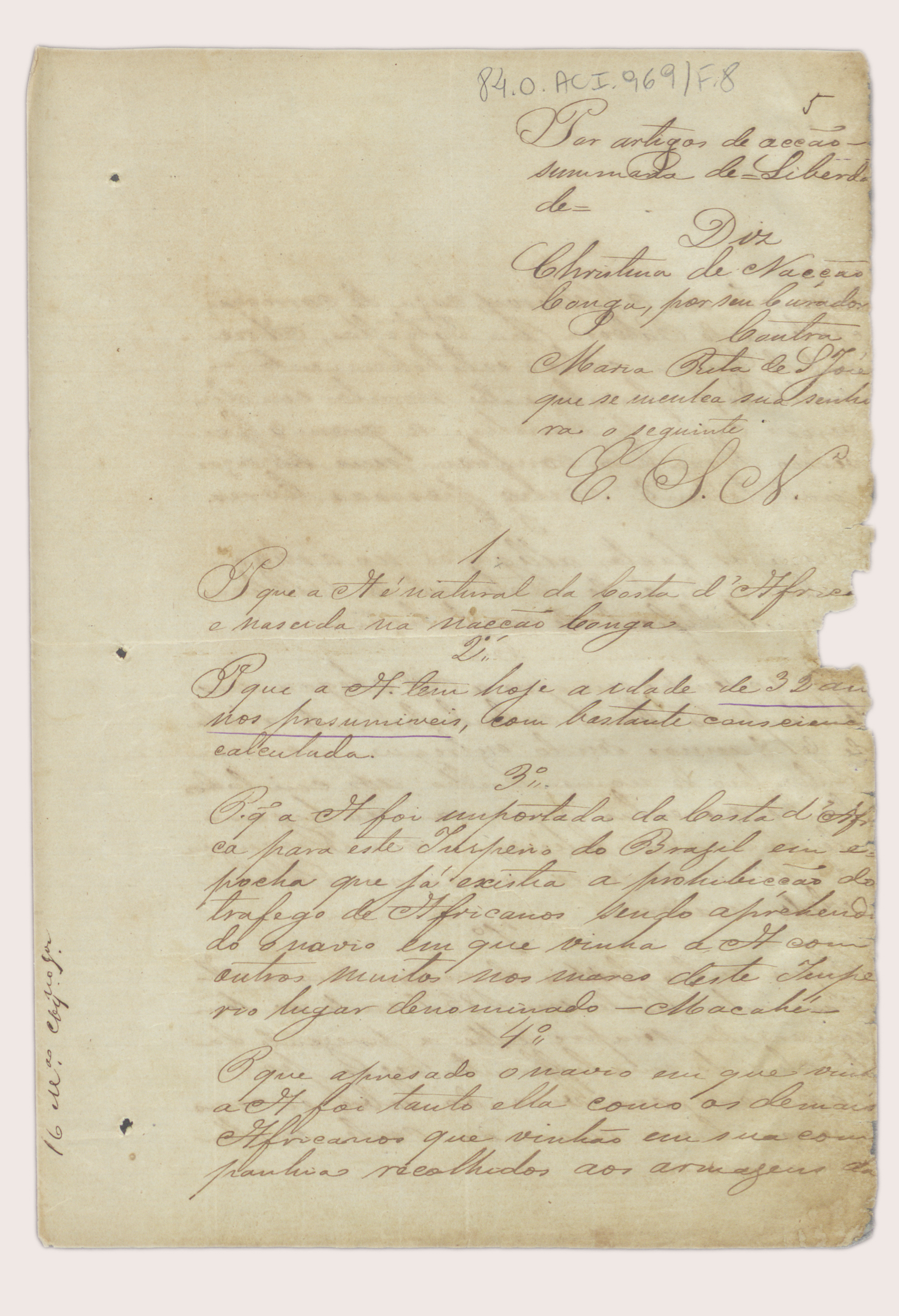Documento histórico de Cristina