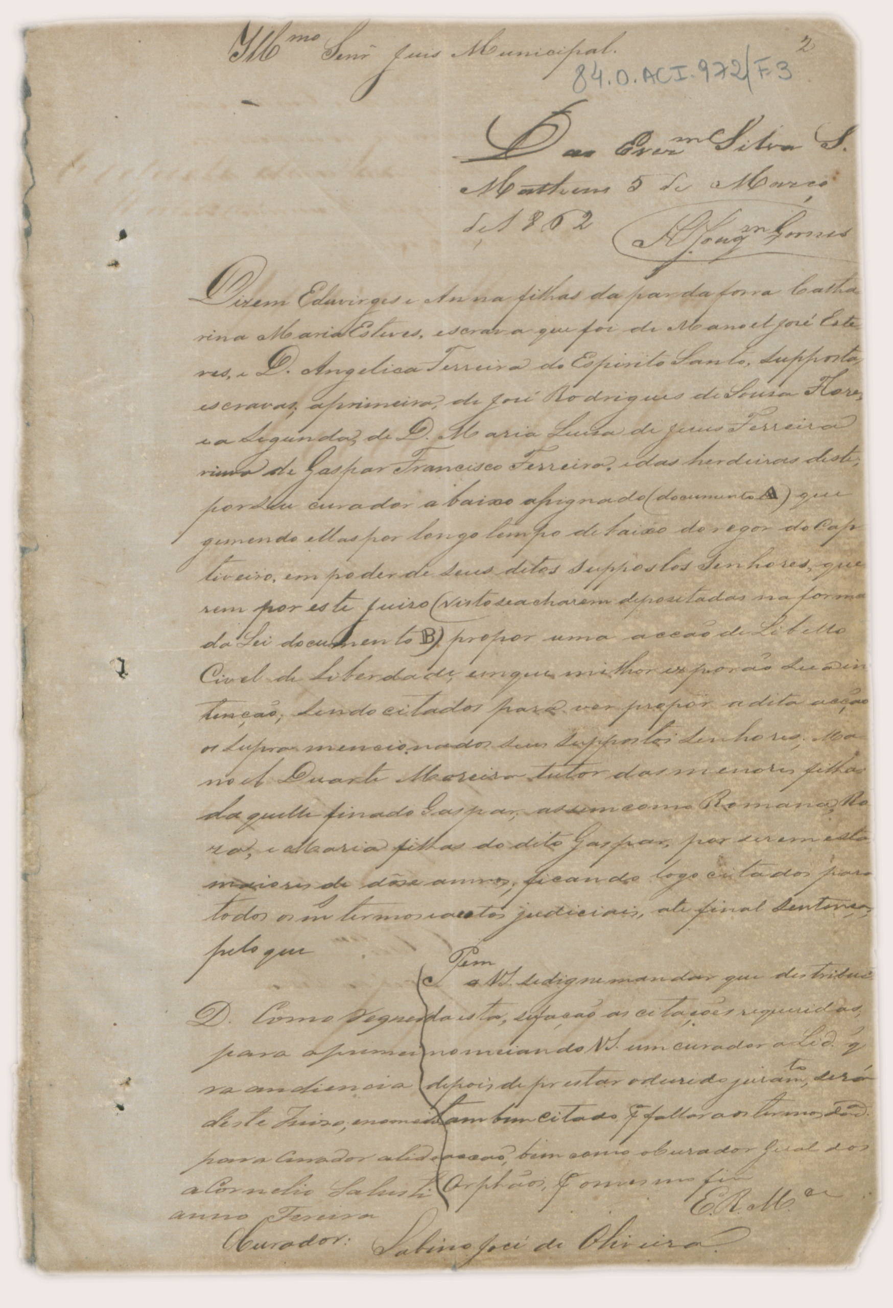 Documento histórico de Eduvirges e Anna