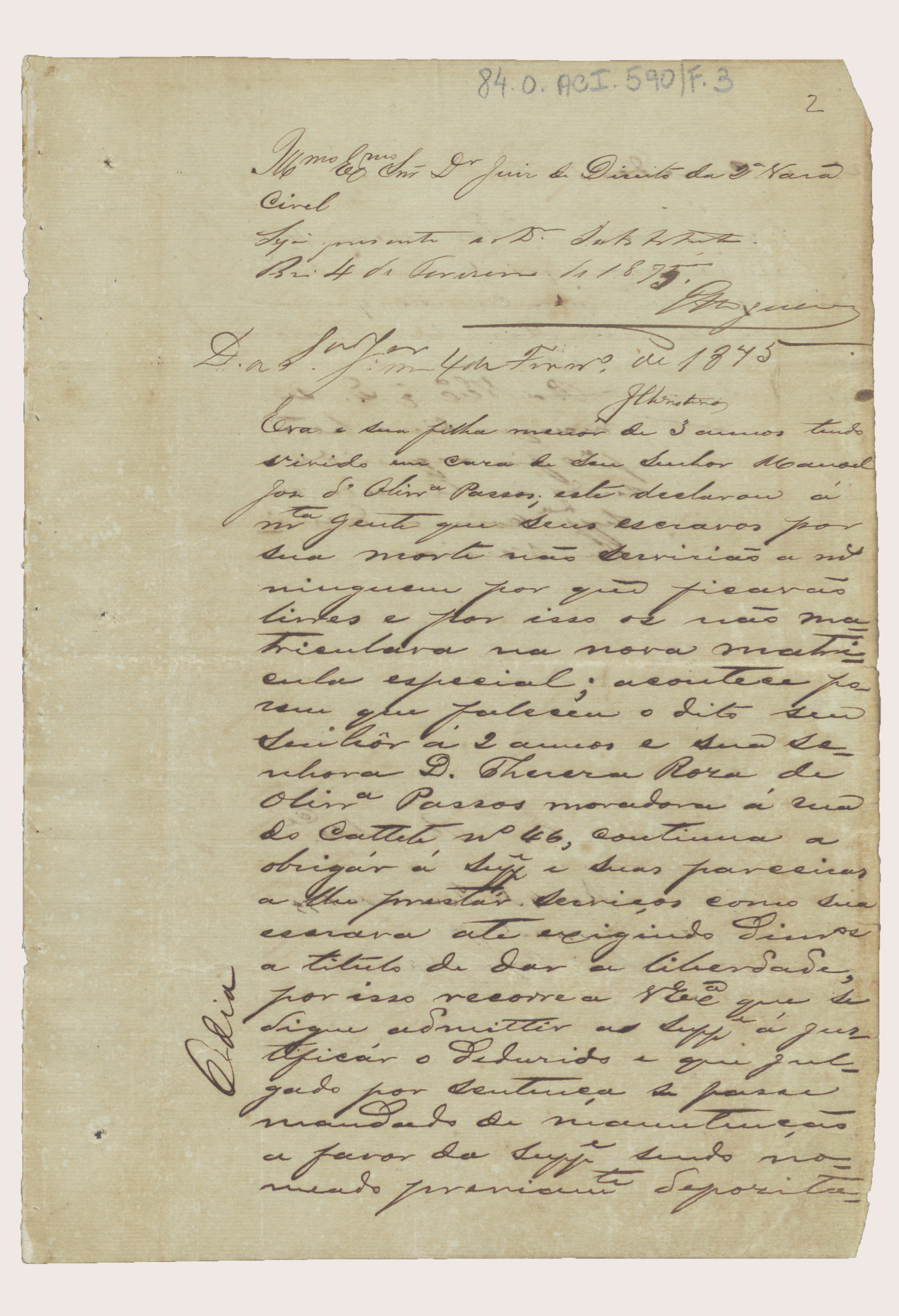 Documento histórico de Eva e Maria