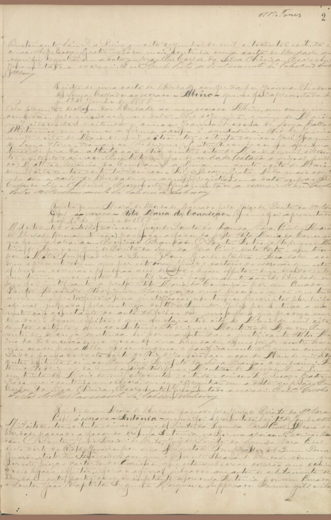 Página 2 do alvará de liberdade, manuscrito histórico.