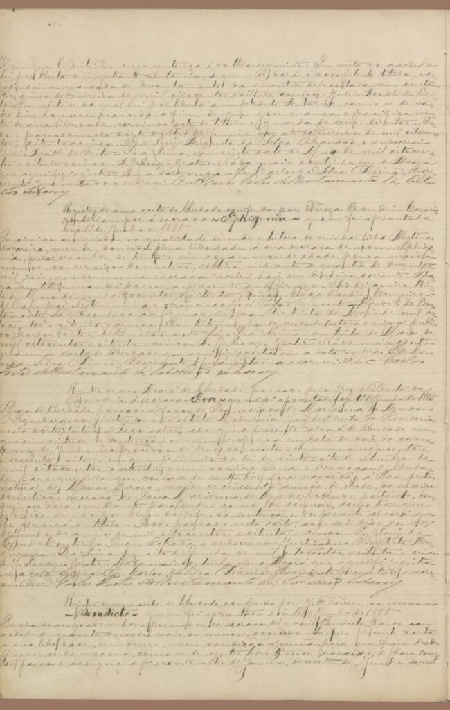 Página 3 do alvará de liberdade, manuscrito histórico.