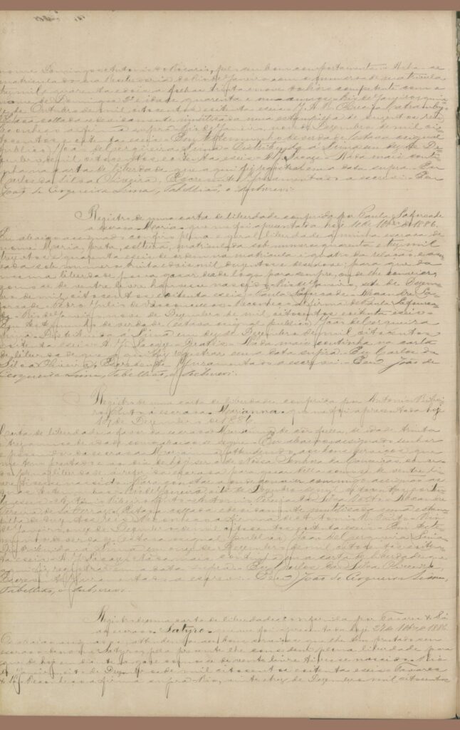 Página 6 do alvará de liberdade, manuscrito histórico.