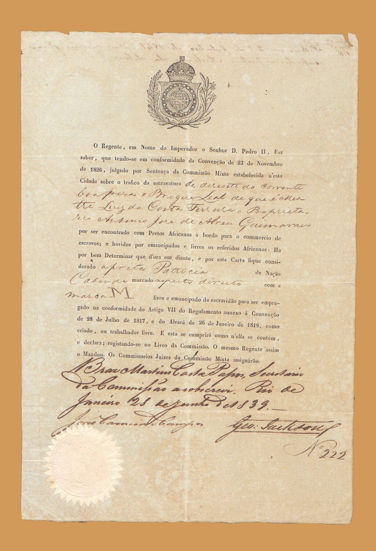 Carta de emancipação de Patricia